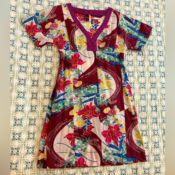 Maeve Dresses & Skirts - Maeve Anthropologie Cotton & Silk A Line Asian Influence Floral Dress